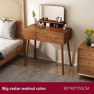 Midcentury Modern MDF Dressing <b>Table</b> with LED <b>Mirror</b> Stool High-End Makeup Desk for Small Apartment Bedroom Furniture Set - Product Image 5