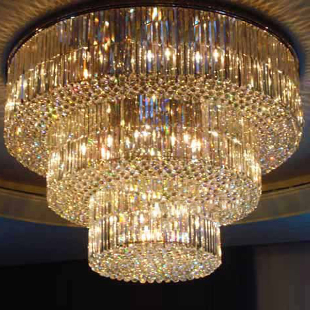 Three Tier Round Ceiling Crystal Chandelier Lighting Modern Luxury Hotel Chandelier
