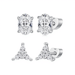 Gold Plated 925 Sterling <b>Silver</b> Sparkling Heart <b>Stud</b> Earrings Fine Jewelry Fashion Shining for Women - Product Image 4