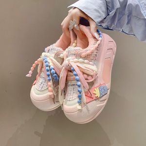 Tenis Vulcanizados Cómodos con Punta Redonda de Perla para Mujer, Zapatos para Caminar y Correr, Color Blanco - Product Image 6