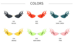 <strong>Fashion</strong> Luxury Trending New <strong>Design</strong> Fire Wave Flame Rimless Sun <strong>Glasses</strong> Wide Side <strong>Party</strong> Women Men Sunglasses - Product Image 5