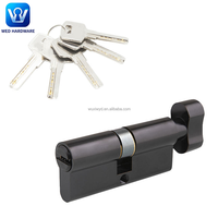 Cilindro de Cerradura de Alta Seguridad WED de 70 mm, de Latón Sólido, para Puerta de Una Hoja, Color Negro, con 5 Llaves
