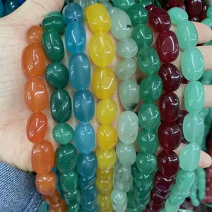 wholesale 12-16mm Irregular dyed jade Nugget Stone Beads Bracelets Jade Pebble Tumbled Chips Nugget Irregular Gemstone Beads