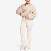 Femmes à la mode 100% Polyester tissé léger recadrée Bomber veste respirant surdimensionné conception unie Logo personnalisé grande taille