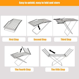 Séchoir à linge électrique pliable en aluminium à température constante pour séchage et éclairage des vêtements - Product Image 6