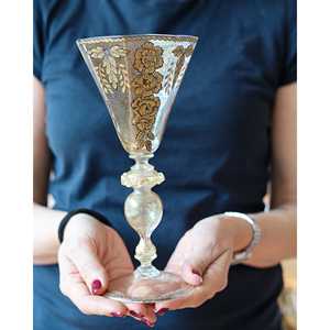 Copa Octagonal de Cristal Gabbiani de Bennyudine para Flauta con Decoración de Oro Puro - Product Image 3