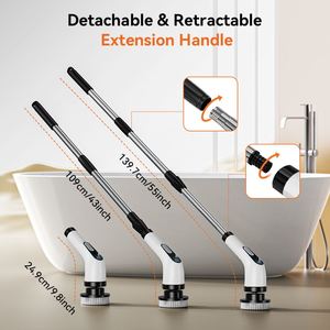 Telescopic Household 7In1 45Inch Pool Kitchen Toilet Floor Clean <b>Electric</b> Spin <b>Scrubber</b> Set Multifunction Power Cleaning Brushes - Product Image 3