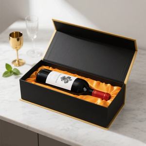 Boîtes de champagne et de vin de raisin en carton avec emballage cadeau en papier estampé or personnalisé pour la promotion de la marque d'entreprise - Product Image 1