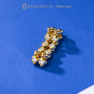 Queensun แหวนเพชร60จุดสีทอง18K วินเทจได้รับการรับรอง IGI 10g พับสไตล์ศาลฝรั่งเศส - Product Image 5