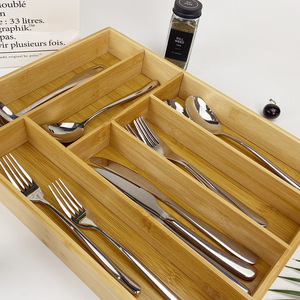 Organizador de Cubiertos de Bambú, Seis Compartimentos, Rectangular, Divisor de Cajones de Cocina, Bandeja para Utensilios - Product Image 3