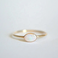 Bague ovale délicate en opale, argent sterling S925 plaqué or 18 carats, bague en opale pour femmes, bijoux pour femmes