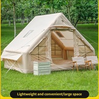 Tente de camping gonflable automatique 6,3 m² style maison de luxe, tente pneumatique en tissu Oxford imperméable 3000 mm pour le glamping familial