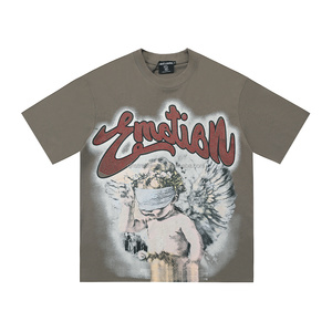 Camiseta Casual de Algodón de 260g para Hombre, Diseño <span class=keywords><strong>Vintage</strong></span>, Transpirable, Ecológica, con Estampado de Pulpo Alienígena de Emociones Mixtas, Talla Grande - Product Image 2