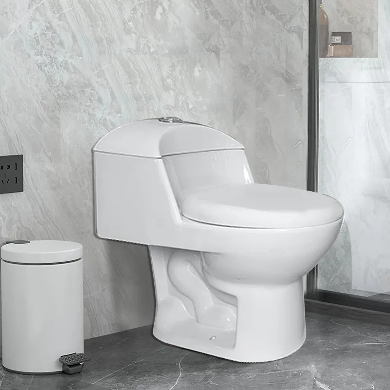 Peralatan sanitasi keramik mengkilap Modern s-trap, lemari air warna putih sifon satu bagian Toilet WC dengan Aksesori