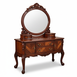 OE-FASHION - Marco de Cama de Madera Maciza Tallada a Mano de Lujo Estilo Antiguo, Tamaño King, Cabecera con Incrustaciones de Madera para <span class=keywords><strong>Hotel</strong></span> o Villa - Product Image 5