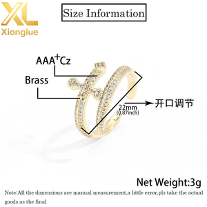 Factory Wholesale Price Fashion Cubic Zirconia Jewelry <b>Adjustable</b> Open <b>Size</b> Sword Design Gold Plated <b>Ring</b> for Men - Product Image 3