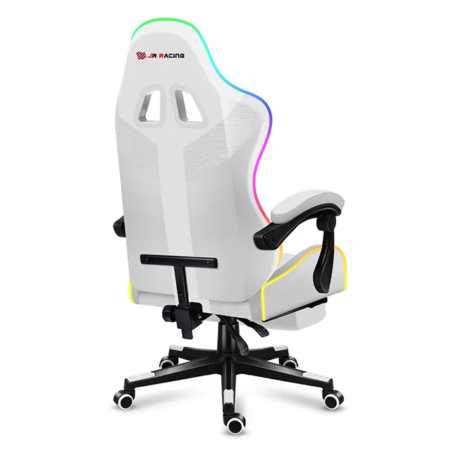 Nieuw Ontwerp Silla Gamer Computerstoel Wit Rgb Licht Speaker Gaming Stoel Rgb Met Voetensteun