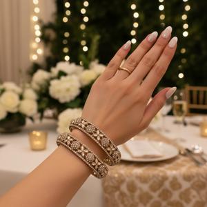 Designer Jewelemarket Gold Plated <b>Crystal</b> Stone Bangles Set Fine Jewelry 2.4 Size for Weddings & Parties - Product Image 3