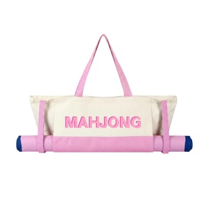 Bolsa de lona personalizada rosa grande con cremallera para almacenamiento de dados de viaje, tapetes y fichas de Mahjong, bolsa portátil para Mahjong americano - Product Image 1