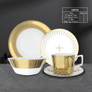 Ensemble d'assiettes de vaisselle noire en céramique de luxe en porcelaine fine pour mariages fêtes anniversaires location de vaisselle ensembles de dîner - Product Image 4