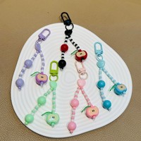 Schattige cartoon appel kralen sleutelhanger, kleurrijke kralen tasbedel, Kawaii fruit hanger sleutelring voor meisjes rugzak decoratie