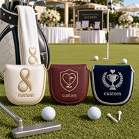 Housse de putter de golf personnalisée en gros avec logo gaufré, broderie vintage, en cuir PU avec fermeture magnétique puissante