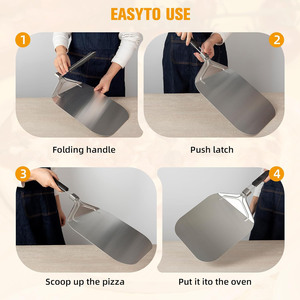 Pala para Pizza de Aluminio con Mango de PP, Espátula Metálica para Pizza de 12x14 Pulgadas, Plegable, Antideslizante, Apta para Horno, Accesorios para Horno de Pizza, Familiar - Product Image 4