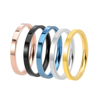 2mm Bague Acier Inoxydable Or Rose Noir Bleu Ultra Fine Lisse Basic Prime cercle Acier Inoxydable Couple Bague doigt bagues 546