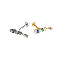 Getta G23 Titan Lange Hängeohrringe Rosa Saphir Zirkon Wasserdichter Körperschmuck für Geschenk Verlobung Party
