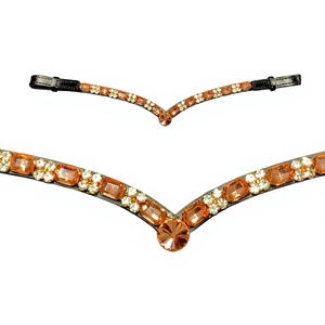 Brida Ecuestre Premium Hecha a Mano con Cristales de Ámbar y Cristal Blanco de Alta Claridad en Forma de V Anatómica, Venta al Por Mayor OEM - Product Image 1