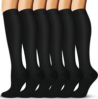 Chaussettes de compression sportives unisexe en coton tricoté imprimé, grande taille (15-20 mmHg), pour mollets larges, collection automne, vente en gros