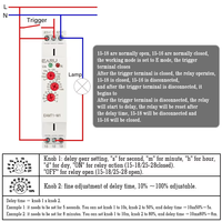 Relay Timer Multifungsi 16A Tipe 0.1 Detik - 10 Hari dengan 10 Pilihan Fungsi AC DC 12V-240V 250VAC Relay Waktu Din Rail EAMT1