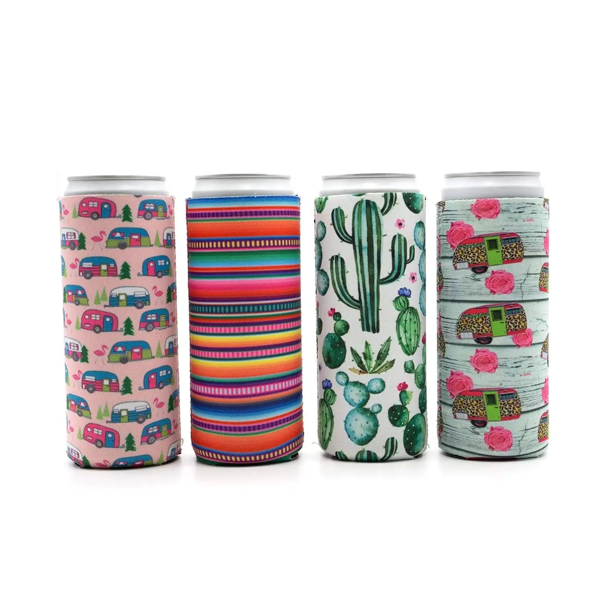 Personalizado Impresso Slim Skinny Pode Cooler Coozies Casamento Atacado Neoprene Sublimação Slim Skinny Pode Kozie com Logotipo