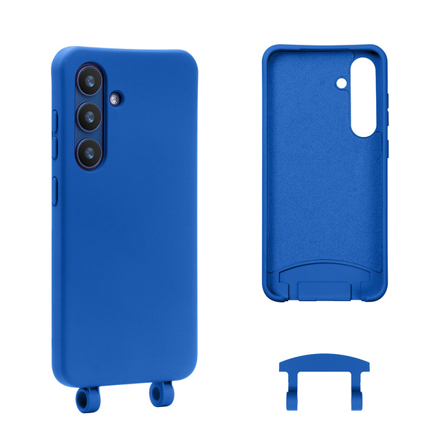 Original for Samsung S25/S25 Plus/S25Ultra Liquid Silicone Mobile Phone Case with Detachable Crossbody Straps and Lanyard Shell