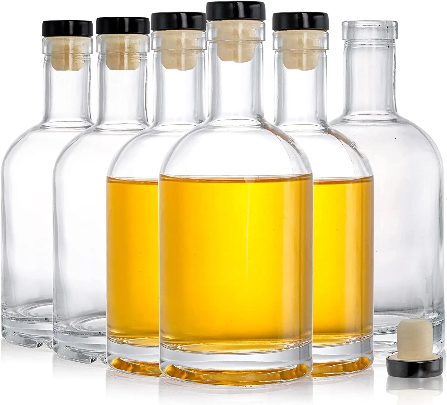 Recycelbares 200 ml 375 ml 500 ml 750 ml 1000 ml rundes leeres Flintglas für Likör Wein Whiskey Wodka Tequila geflasche versiegelt