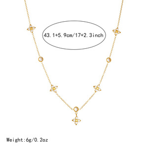 Gold Plated Flower Pendant Necklace With Diamond Accents Clavicle Chain For Women Daily Wear Gift Jewelry - Product Image 4