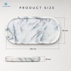 Plateau <span class=keywords><strong>de</strong></span> toilette ovale <span class=keywords><strong>en</strong></span> marbre naturel Luca |   Plateau à bijoux <span class=keywords><strong>en</strong></span> pierre polie, Récipient à parfum, Organisateur <span class=keywords><strong>de</strong></span> salle <span class=keywords><strong>de</strong></span> bain, Décoration intérieure, Personnalisé OEM - Product Image 3