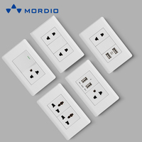 Saklar Dinding Listrik Standar Amerika Selatan N1.2 1gang Soket Ganda untuk Bangunan 125V/250V