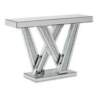 Table console moderne argentée avec finition miroir en cristal diamant vente directe d'usine pour meubles décoratifs de salon