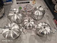 Casseroles de cuisson 5 pièces batterie de cuisine profonde nouveauté forme de pomme 16 + 18 + 20 + 22 + 24CM en alliage d'aluminium cuisine marmite