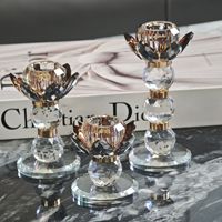 Support de bougie en cristal de lotus de luxe, élégant porte-bougie conique pour dîner romantique, table de mariage, décoration intérieure