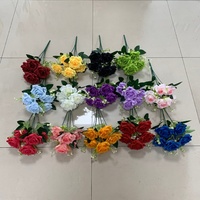 LE-473 Vente en gros – Bouquet de 6 roses artificielles en soie, économiques, pour artisanat floral et décoration intérieure