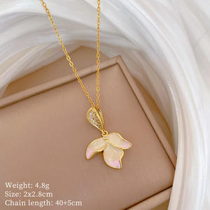 Премиум 18K позолоченное ожерелье из нержавеющей стали циркон кулон для женщин уникальный дизайн сердце крест цветок ювелирные изделия животных - Product Image 6