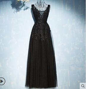 2023 新款设计舞会晚宴优雅刺绣薄纱无袖长裙女式时尚 - Product Image 6