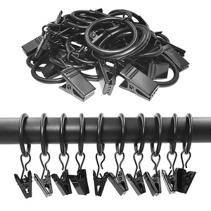 Jushang Hardware <b>Curtain</b> <b>Rings</b> And Clips Black Round Easy Installation For <b>Curtains</b> And Shower <b>Curtains</b> - Product Image 3