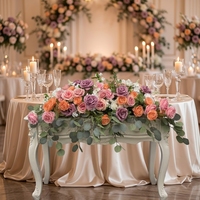 Chemin de table personnalisé en forme de cœur pour la décoration de mariage, chemin de table floral artificiel pour la décoration de la table principale
