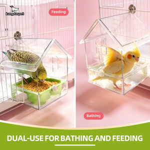 Kangdarpet Dispositif d'alimentation pour perroquets, Bassin de bain sur toit avec coussin en coton, Niche pour oiseaux, Conteneur transparent pour eau et nourriture - Product Image 3