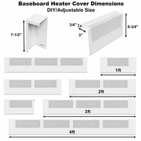 Cache-radiateur réglable en acier galvanisé de 1,2 m, blanc, résistant à la rouille, avec embouts gauche et droit pour chauffage hydronique