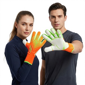 Gants de gardien de but pour l'entraînement sportif, en nylon thermique, orange et blanc, durables, longueur poignet, séchage rapide, style décontracté pour l'extérieur, utilisables en toutes saisons - Product Image 1