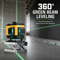 Niveau laser vert 3D à 12 lignes, 360 degrés, auto-nivelant, outil d'alignement avec base de levage pour la pose de carreaux muraux et de sols